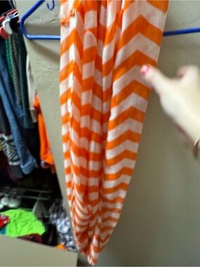 Striped Orange and White Infinity Scarf